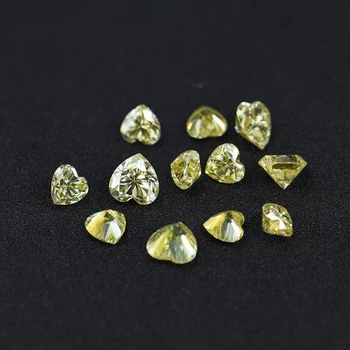 1-2c Citrinos Geltonumo Spalva VVS1 Širdies Supjaustyti Moissanite Palaidų Akmenų Perduoti Diamond Bandymų Laboratorijoje Moissanite Akmuo į 