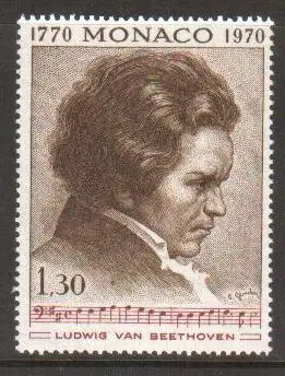 1Pcs/Set Naujas Monakas Pašto Antspaudo 1970 Muzikantas Beethoven, Graviravimas, Antspaudai MNH