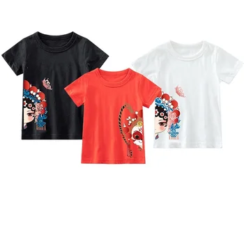 2022 Naujas Kinų Stiliaus Vaikų Drabužiai, marškinėliai Spausdinami Pekino Operos 