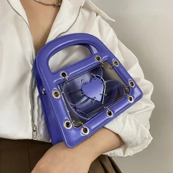 2022 nauji aukštos tekstūros meilės skaidrios želė maišelį nešiojamų mažas kvadratas maišas PVC dizaino moterų maišas pečių maišą