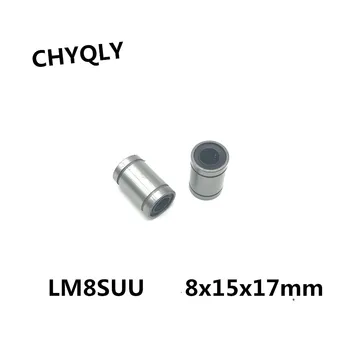2vnt LM8SUU Linijinis Praėjimo 8mm 8 x15x17mm Tiesinį rutulinį Guolį 3d spausdintuvo dalys LM8 cnc dalys