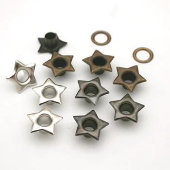 300sets/daug 4.5 mm, žalvario metalo ąselės su poveržle žvaigždės formos metalo grommets sidabro/juoda/bronzos nemokamas pristatymas JY-014