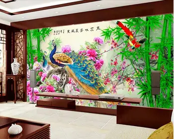 3d kambario tapetai užsakymą freskos neaustinių siena lipdukas 3d povas tapybos gėlių ir bambuko foto tapetai, sienų 3d
