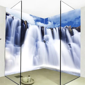 3D Krioklys Kraštovaizdžio Sienų Tapetai Vonios kambarys PVC Lipnios atsparus Vandeniui Sienų Tapybos Gamtos Peizažas Kūrybos Sienų Lipdukai