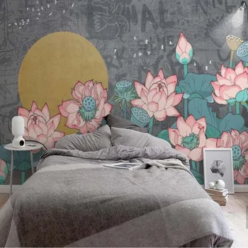 3D Lotus Nuomonę Tapetai, Freskos Sienos Spausdinti Decal Patalpų Sienų Freskomis Foto Tapetai, Freskos Gyvenimo Kambario, Miegamasis Pasirinktinis Dydis