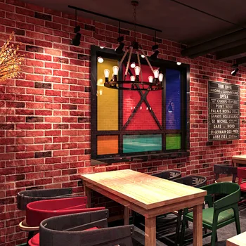 3D Nostalgišką Retro Mūrinis Raudonų Plytų Tapetai, Kinų Restoranas, Drabužių Parduotuvės Fono Sienos Plytų Mūrinis Tapetai