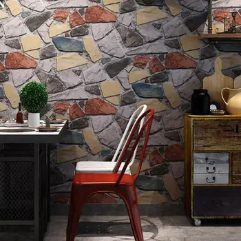 3D stereo PVC akmens pramonės retro stiliaus plytų sienos, popieriaus kultūros akmens valgomasis gyvenamasis kambarys miegamasis namų puošybai