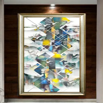 3D Tapetai, Sienų ir Įėjimo Koridoriuje Geometrinės Abstrakcijos Apdailos Tapybos Freskos Tapetai 3d Namų Tobulinimas