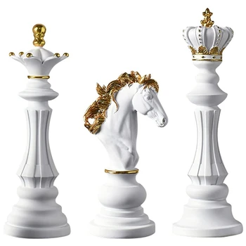 3Pcs Dervos Šachmatų stalo Žaidimai, Aksesuarai, Retro Estetinį Kambario Dekoro, Interjero Namų Dekoro Chessmen Skulptūra
