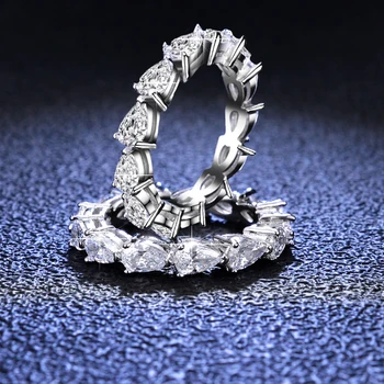 5 Karatų Kriaušės D Spalva Moissanite S925 Sidabro Žiedas Moterų Dalyvavimas Vestuvių Juostas Fine Jewelry