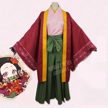 Anime Kimetsu nr. Yaiba Kamado Nezuko Cosplay Kostiumų Demon Slayer Kimono Moterų Kostiumai Helovyno Karnavalas Uniformas Užsakymą