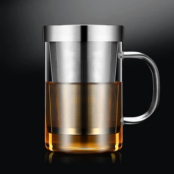 Arbatos puodelis karščiui atsparaus stiklo kavos puodelį, puodą, 500ml, su Nerūdijančio plieno dangtis dangčio & filtras