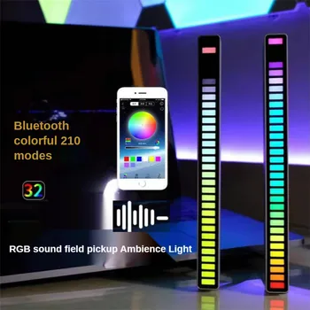 Balso aktyvuota Ritmą Naktį Lempos Stick 32-Bit RGB Garso Spektro Juostos Paėmimo Aplinkos DJ, LED Ekranas, Ritmas, Pulsas Spalvinga Signalas