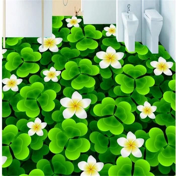 beibehang 3D asmeninį užsakymą grindų vonios kambarys vandeniui storio dėvėti, atsparus dobilų kiaušinių gėlių grindų dažymas apdaila