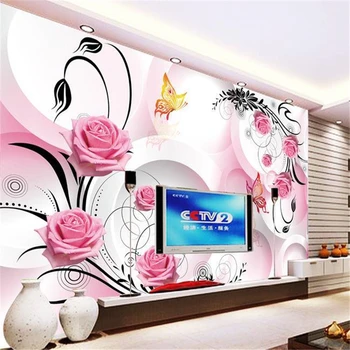 beibehang 3d Freskos TV kuprinė sienos popieriaus, šilko audinio Stereo rožių vynuogių freskomis šilko audinio sofos freskomis tapetai papel de parede 3D