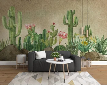 beibehang 8 užsakymą tapetai ranka-dažytos dykumos augalų kaktusas kambarį, TV foną, sienos 3d tapetai papel de parede
