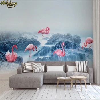 beibehang Užsakymą sienos popieriaus nordic small šviežių jūros rifas flamingo nuotaikos fone sienos papel pintado de sumalti 3d tapetai