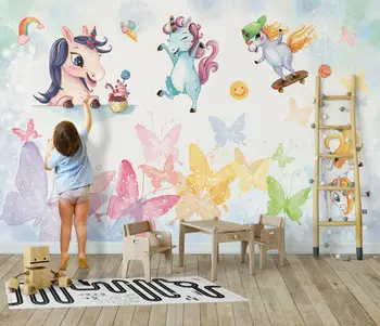beibehang užsakymą Vienaragis sienų papuošimai kambarį tapetai vaikams, vaikų kambario dekoracija fono sienos dokumentų namų dekoro