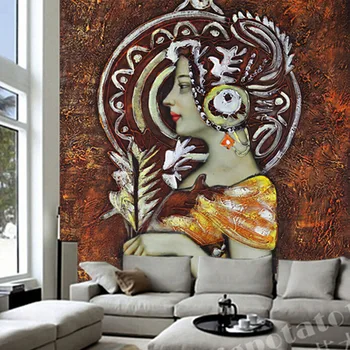 Custom 3D didelės freskos,Nacionalinės Mergaitės pusėje aliejaus tapybai papel de parede ,gyvenamasis kambarys su sofa-lova, TV wall miegamojo sienos popieriaus