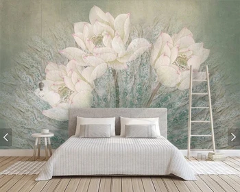 Custom 3d tapetai, freskos europos, lotus šviesą gėlės freska gyvenimo kambario, miegamojo, valgomojo fone namų dekoro tapetai