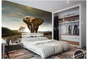 Custom foto tapetai 3d freskomis tapetai Ant kelių, pavyzdžiui, gyvūnų dramblys TV nustatymas sienos dokumentai kambarį apdaila