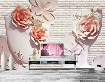 Custom papel de parede,3D gėlių paramos sienos freskos,viešbutis, restoranas, gyvenamasis kambarys su sofa-lova, TV sienos miegamajame 3d sienų freskomis tapetai