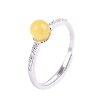 Geltona Natūralių Kristalų Žiedai Apvalios Granulės Žiedas Paprasta Moteris, Mergina Grožio Reguliuojamas Crystal Žiedą, Bižuterijos Didmeninė