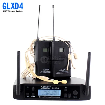 GLXD34 GLXD4 Profesionalių UHF Rankų įrangos, Belaidžių Mikrofonų, Karaoke Sistema Dual Kanalais, Belaidžius Headworn Mic Etape Dainininkas DJ