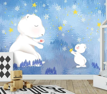 Individualizuotos fono paveikslėlį Sniego arenoje baltasis lokys tėvų-vaikų fono sienos