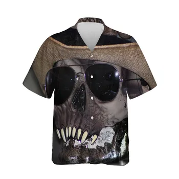 Jumeast 3D Tamsoje Sielas Siaubo Kaukolė Trumpas Rankovės Marškinėliai Vyrams Drabužius Vasarą, Negabaritinių Streetwear Palaidinės Mada Drabužiai Vyrams