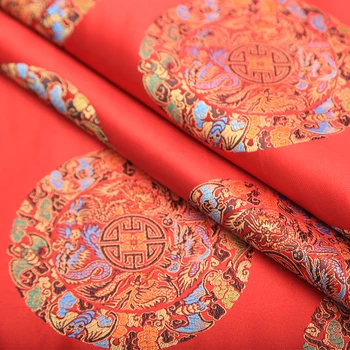 Kinijos drakonas stiliaus Metalo, aukso spalvos Žakardo Brokatas Medžiaga 3D elastiniai siūlai dažyti audinio Sluoksnį Suknelė, Sijonas iki skaitiklio