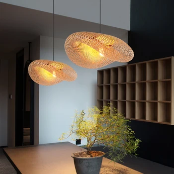Modernus Dizainas, Medienos LED Sieniniai šviestuvai Bambuko Šviesos Apšvietimas Diningroom Svetainės Viešbutis Kabo Lempa Restorano Salė Lempos