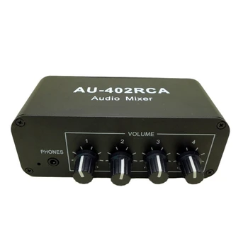Multi-Source RCA Mixer Stereo Garso Reverberator 4 Input 2 Garso Išvesties Jungiklis Switcher Vairuotojo Ausinių Garsumo Valdymas