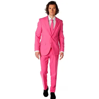 Naujas Atvykimo Groomsmen Žingsniu Atvartas Jaunikis Tuxedos Hot Pink Vyrų Kostiumai, Vestuvių Geriausią Vyro (Striukė+Kelnės+Kaklaraištis+Hankerchief) C29