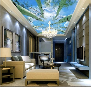 Naujausia custom 3D didelės papel de parede,medžio pagal mėlynas dangus freskomis ,svetainė, tv foną miegamajame sienos tapetai