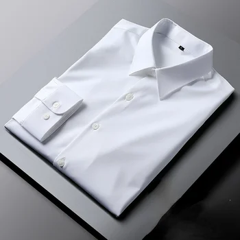 negabaritinių shirt mens vasarą balta suknelė marškinėliai verslo biuro klasikiniai ilgomis rankovėmis Oficialų Ledo Šilko Mėlyna juoda rausva pilka vyras marškinėliai