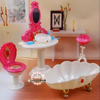 originali fashionista už princess barbie vonios kambarys 1/6 bjd doll vonia plastiko namas baldų priedai nustatyti žaislas