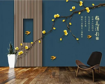 Papel de parede užsakymą 3d kinų stiliaus gėlių ir paukščių meno tapetai kambarį televizija miegamojo namų dekoro
