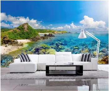 Pasirinktinius nuotraukų 3d tapetai pajūrio sala sunny beach apdailos dažymo 3d sienos freskos tapetai už kambarį