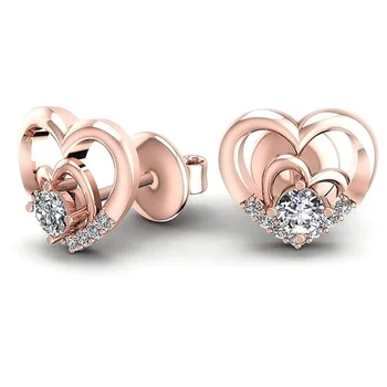 Patinka auskarai, moterų širdies-į širdį sagtis, išskirtinį moterų auskarai, paprastas širdies formos deimantų auskarai