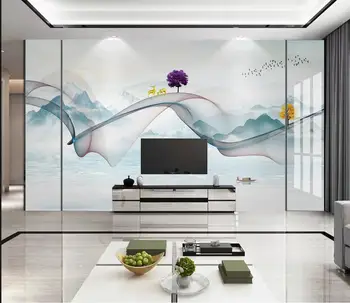 Pritaikyti šiuolaikinio abstraktaus marmuro rašalo kraštovaizdžio naujas Kinijos šviesos prabangūs miegamojo kambarį fono sienos 3d tapetai