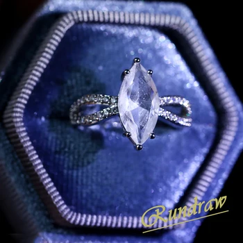 Rundraw Senovinių Prabangių deimantų Cirkonis Tuščiaviduriai Atidaryti Žiedas Moterų Dalyvavimo Šalies Vestuviniai Žiedai Mados žavinga Papuošalai
