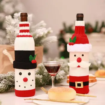 Senelis Kalėdų Apdailos Lentelės Kalėdų Atostogų apdailos Raudonojo Vyno Butelio Dangtelį Krepšiai Sniego Santa Kalėdinė Dekoracija