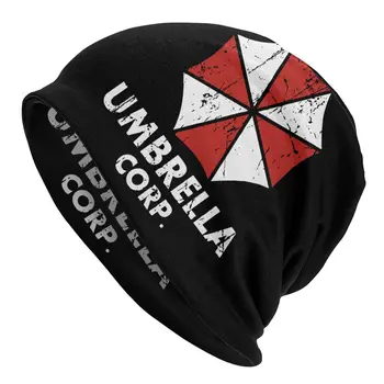 Umbrella Korporacijos Corp Kepurės Goth Rudens Žiemos Slidinėjimo Skullies Beanies Skrybėlę Vyrai Moterys Suaugusiųjų Vasaros Šiltas Dual-naudoti variklio Dangčio Megzti Skrybėlę