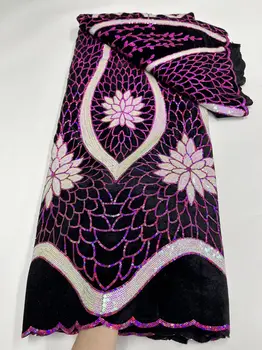 Unikalus Stilius 2022 Blizgučiais Aksomo Audiniai Afrikos Gvinėja Blizgančiais Raišteliais Už Elegantiškas Moterų Nuotakos Vestuvių Šalis Suknelė Medžiaga