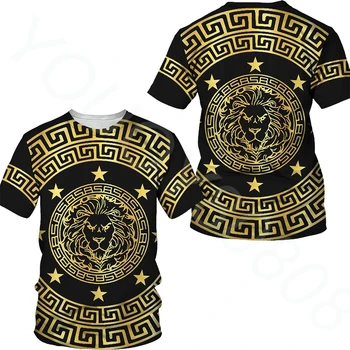 Vasarą, naujas liūto galvos modelio 3D spausdinimo t-shirt mados vyriški gatvės atsitiktinis sporto marškinėliai, vyriški drabužiai įgulos kaklo marškinėliai