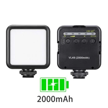 VL49 Mini Kamera, Vaizdo Šviesos, su Šaltu Batų, Nešiojamų & Įkrovimo 2000mAh LED Blykste Lempos Pritemdomi už Vlogging