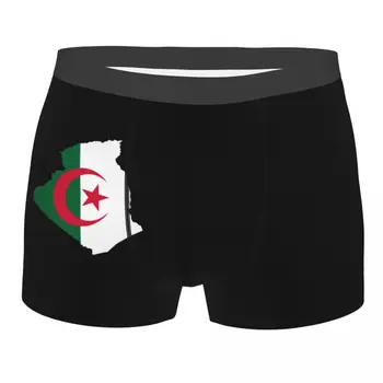 Vyrų Boxer Šortai, apatinės Kelnės Kelnaitės Alžyras Žemėlapis, Vėliava Veido Poliesteris Apatiniai Homme Juokinga Plius Dydžio Kelnės